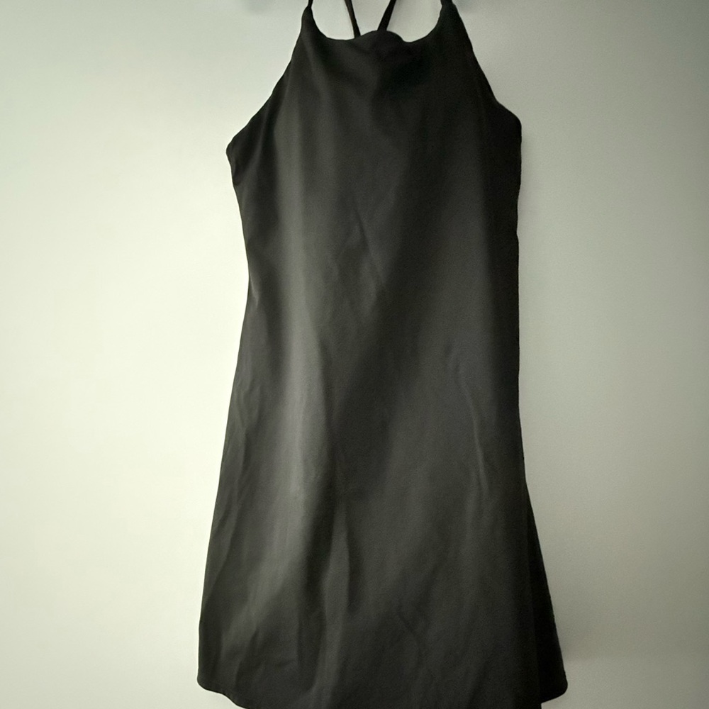 🖤 Women’s Strappy Active Dress – Black Tennis Dress/ Skort with Pockets, Sporty